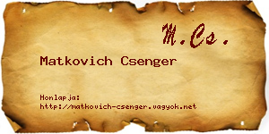Matkovich Csenger névjegykártya